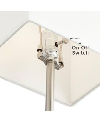 Franco Modern Table Lamps 26 1/2" High Set of 2 Brushed Nickel with USB Charging Ports White Square Shade for Bedroom Living Room Desk