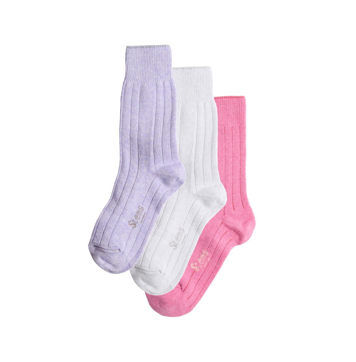 Shop Stems Lux Cashmere Wool Socks Box Of Three In Ivory,periwinkle,rose
