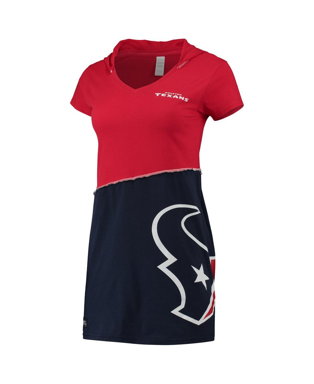 Women's Refried Apparel Red, Navy Houston Texans Hooded Mini Dress - Red, Navy