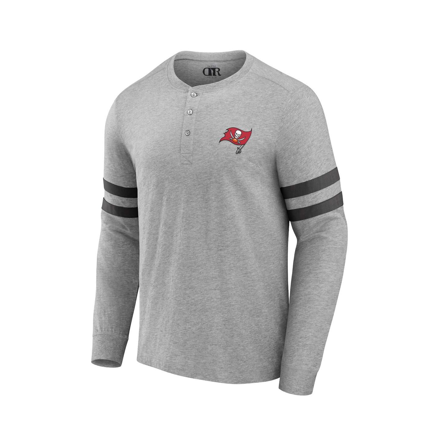 Мужская футболка Fanatics NFL x Darius Rucker Collection by Heather Gray Tampa Bay Buccaneers Henley Long Sleeve — фото 2