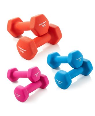 Neoprene Dumbbell Hand Weights with Stand, 20 lbs (2 lb, 3 lb, 5 lb Pairs)