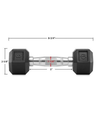 Rubber Coated Hex Dumbbell Hand Weights, 3 lb Pair