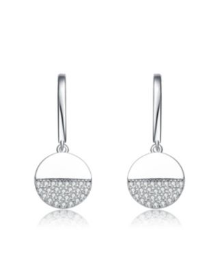 Sterling Silver with White Gold Plated Cubic Zirconia Hook Earring