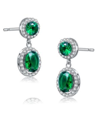 Sterling Silver Cubic Zirconia Stately Drop Earrings