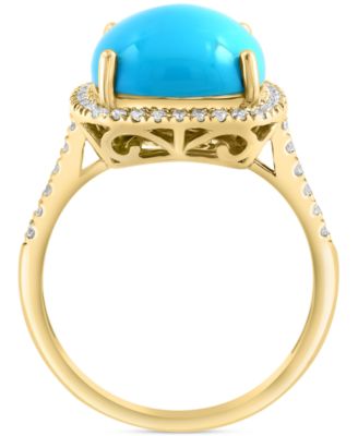 EFFY&reg; Turquoise & Diamond (1/4 ct. t.w.) Halo Ring in 14k Gold