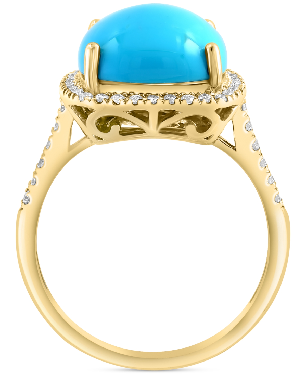 Shop Effy Collection Effy Turquoise & Diamond (1/4 Ct. T.w.) Halo Ring In 14k Gold In Yellow Gold