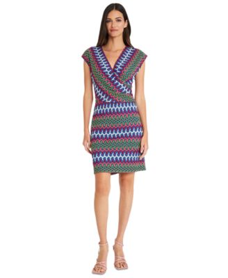Robe Sans Manches Maggy London Femme - Taille 6 - Multicolore Rayée - Longueur Genoux - Polyester