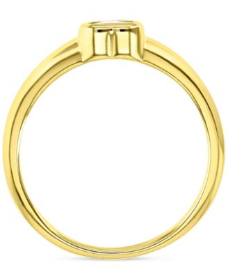 Cubic Zirconia Heart Solitaire Ring in 14k Gold-Plated Sterling Silver