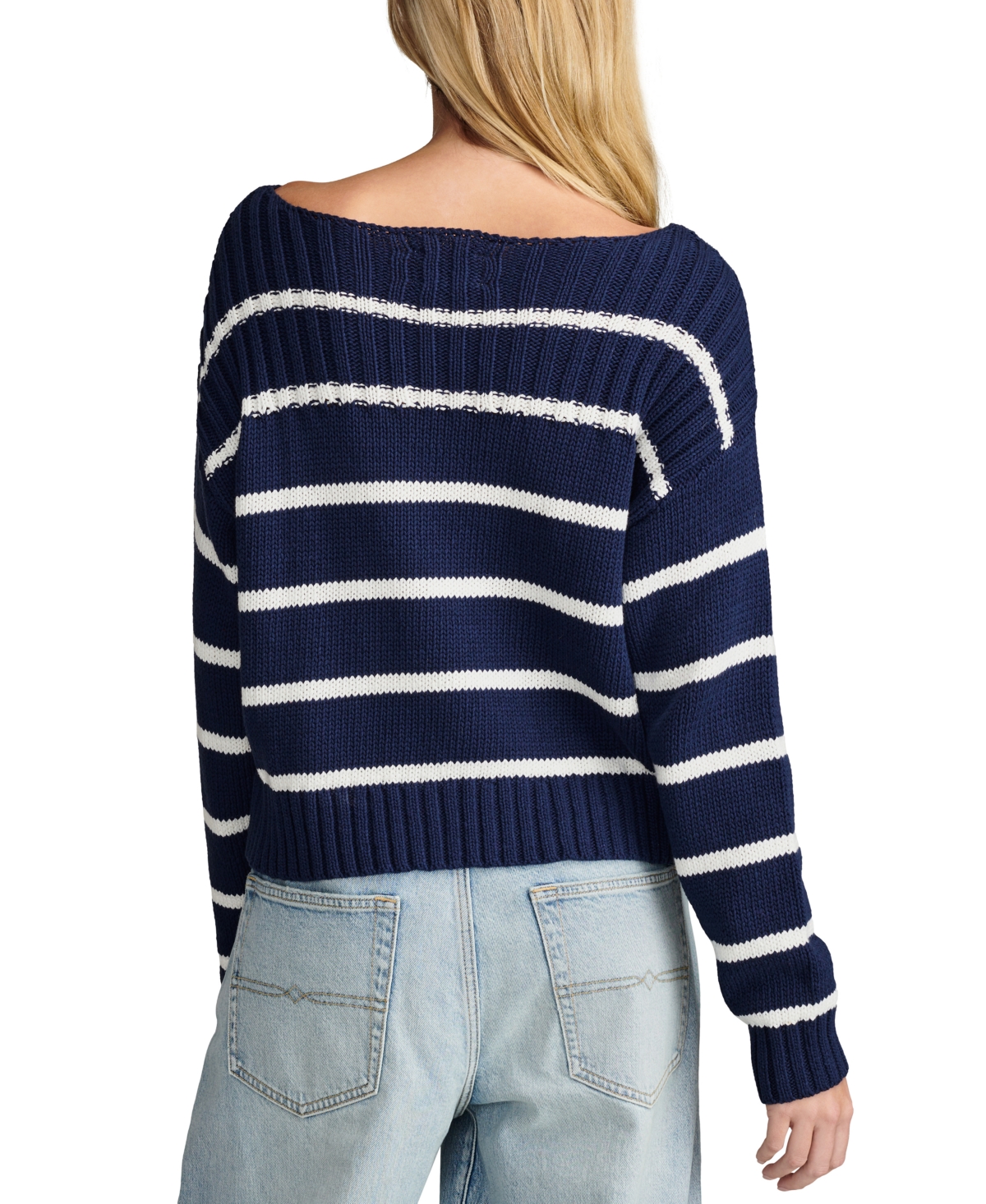 Lucky Brand Women's Cotton Striped Boat-Neck Sweater