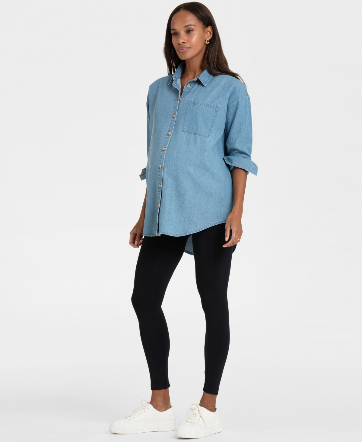 Shop Seraphine Women's Denim Curved Hem Maternity Shirt