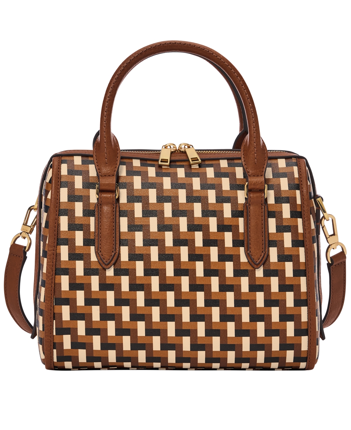 Fossil Williamson Satchel Bag In Woven Neutral Print