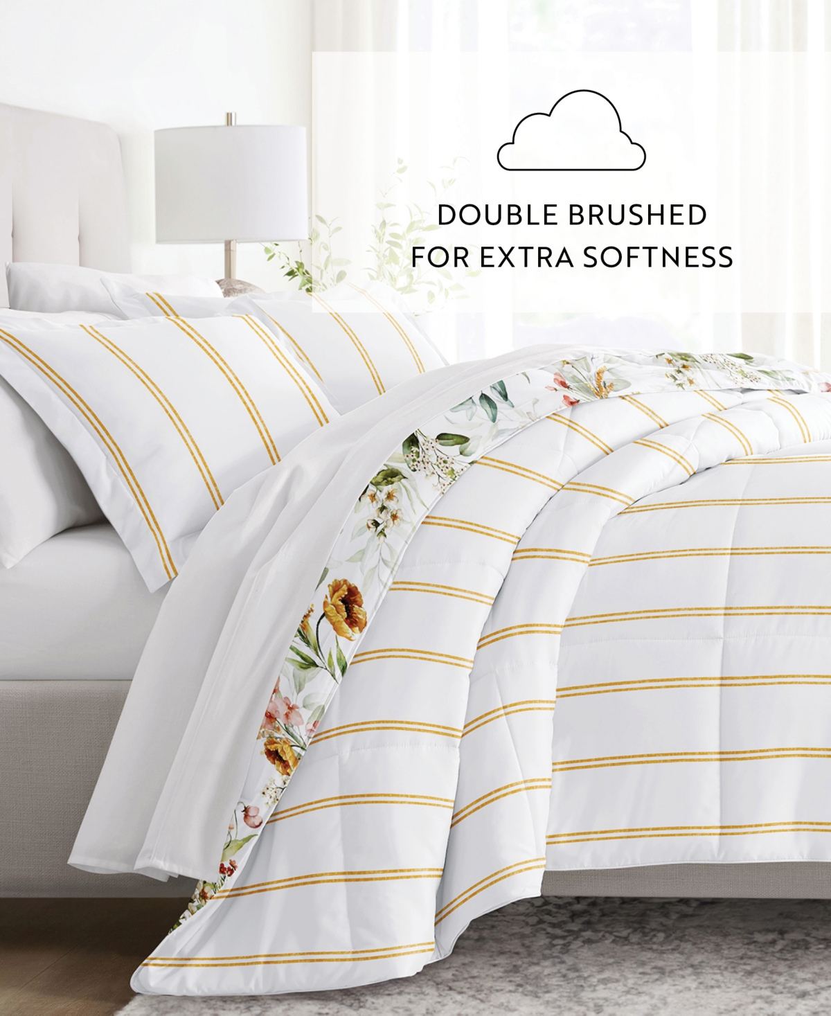 Ienjoy Home Chintz Floral Stripe 3 Piece Comforter Sets In Clay