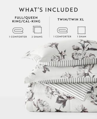 Vintage-Like Magnolia Stripe 2-Piece Comforter Set, Twin/Twin XL