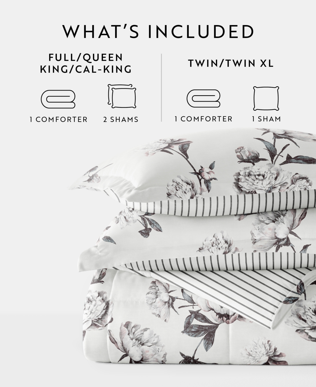 Ienjoy Home Vintage-like Magnolia Stripe 2-piece Comforter Set, Twin/twin Xl In Gray