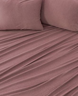 Heathered Melange T-shirt Jersey Knit Cotton Blend 3 Piece Sheet Set, Twin
