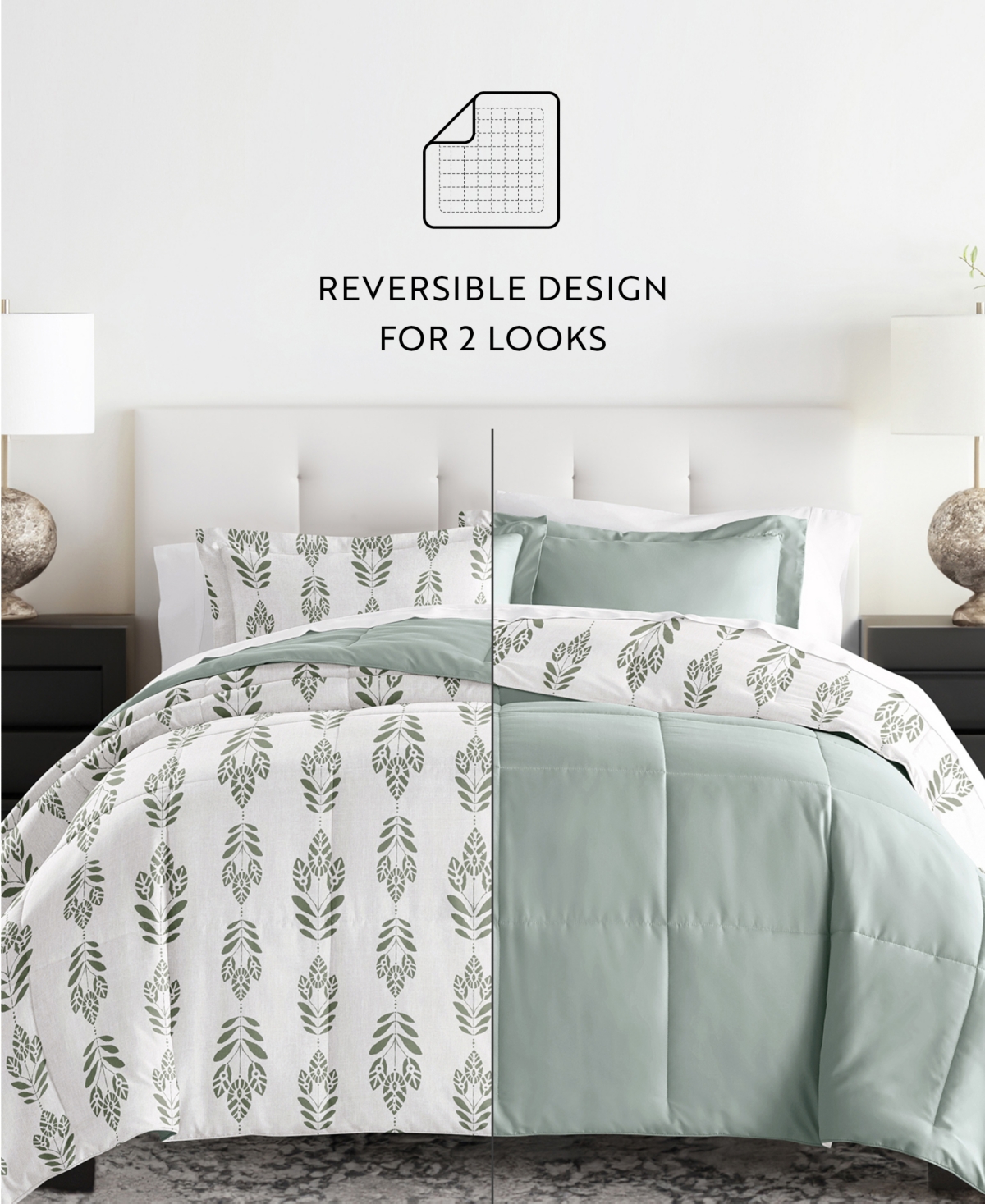 Ienjoy Home Folk Leaves 2-piece Comforter Set, Twin/twin Xl In Eucalyptus