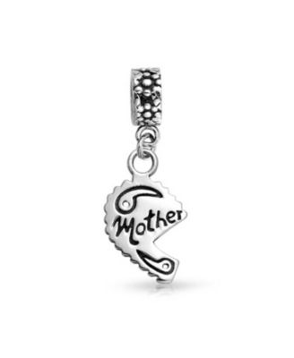 Mom Daughter Puzzle Heart Dangle Charm Bead Sterling Silver for European Bracelet