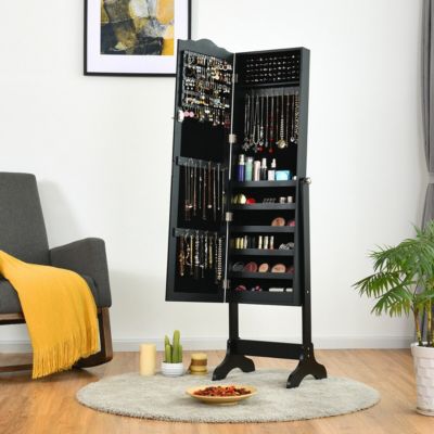 Mirrored Jewelry Cabinet Mirror Organizer Storage Box Stand