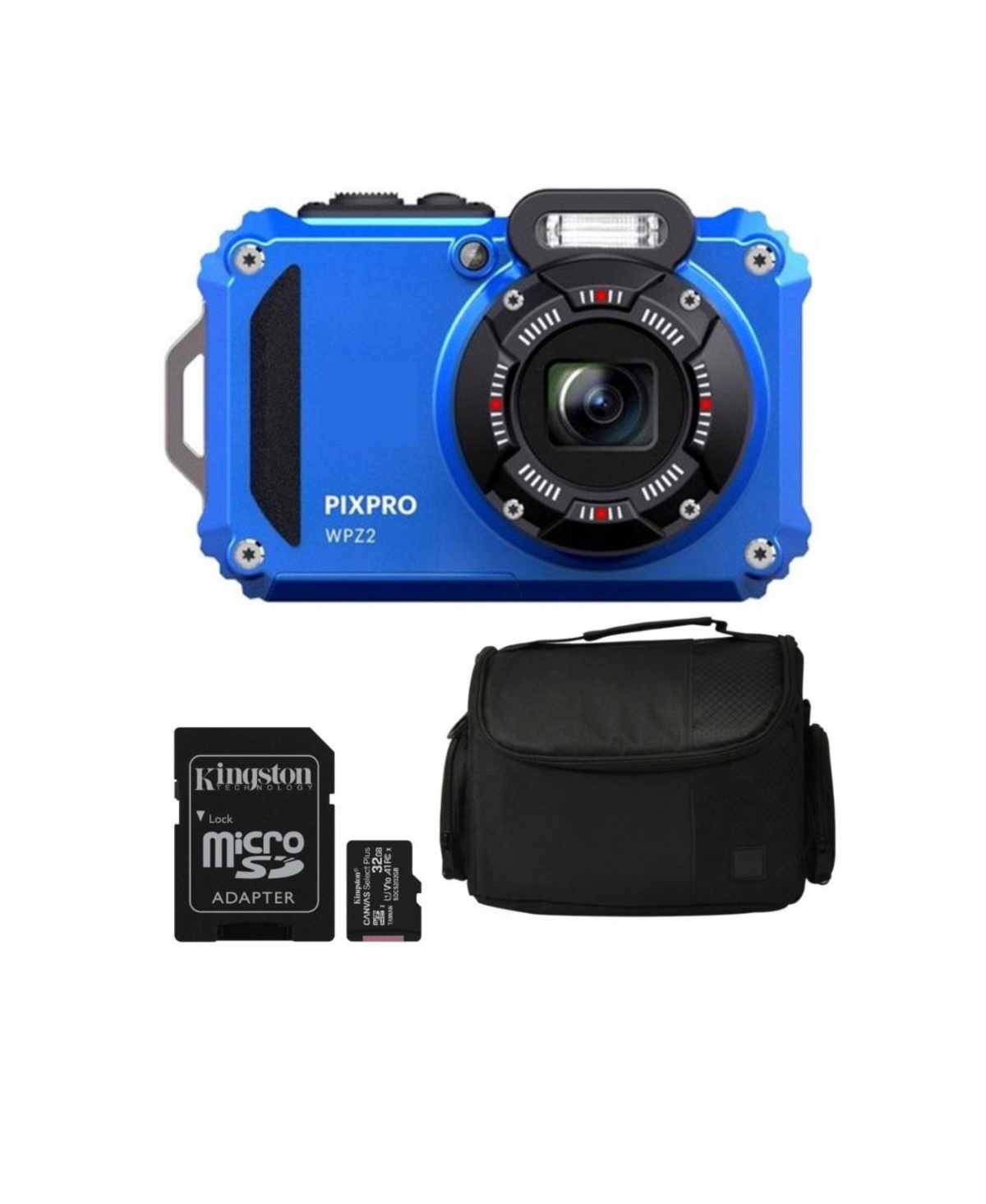 Kodak Pixpro WPZ2 Rugged Waterproof 16MP Camera with Case and 32GB Card - Blue