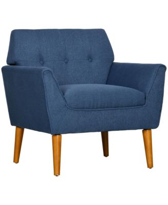 Accent Chair Button Tufted Armchair with Wood Legs for Living Room