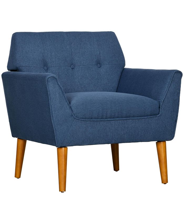 Accent Chair Button Tufted Armchair with Wood Legs for Living