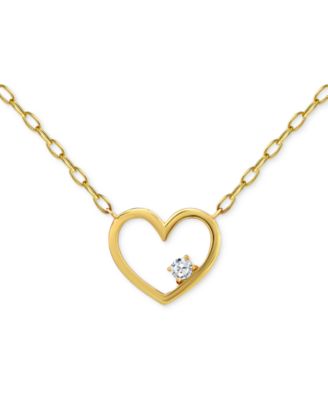 Giani Bernini - Cubic Zirconia Accent Open Heart Pendant Necklace in Sterling Silver, 16" + 2" extender