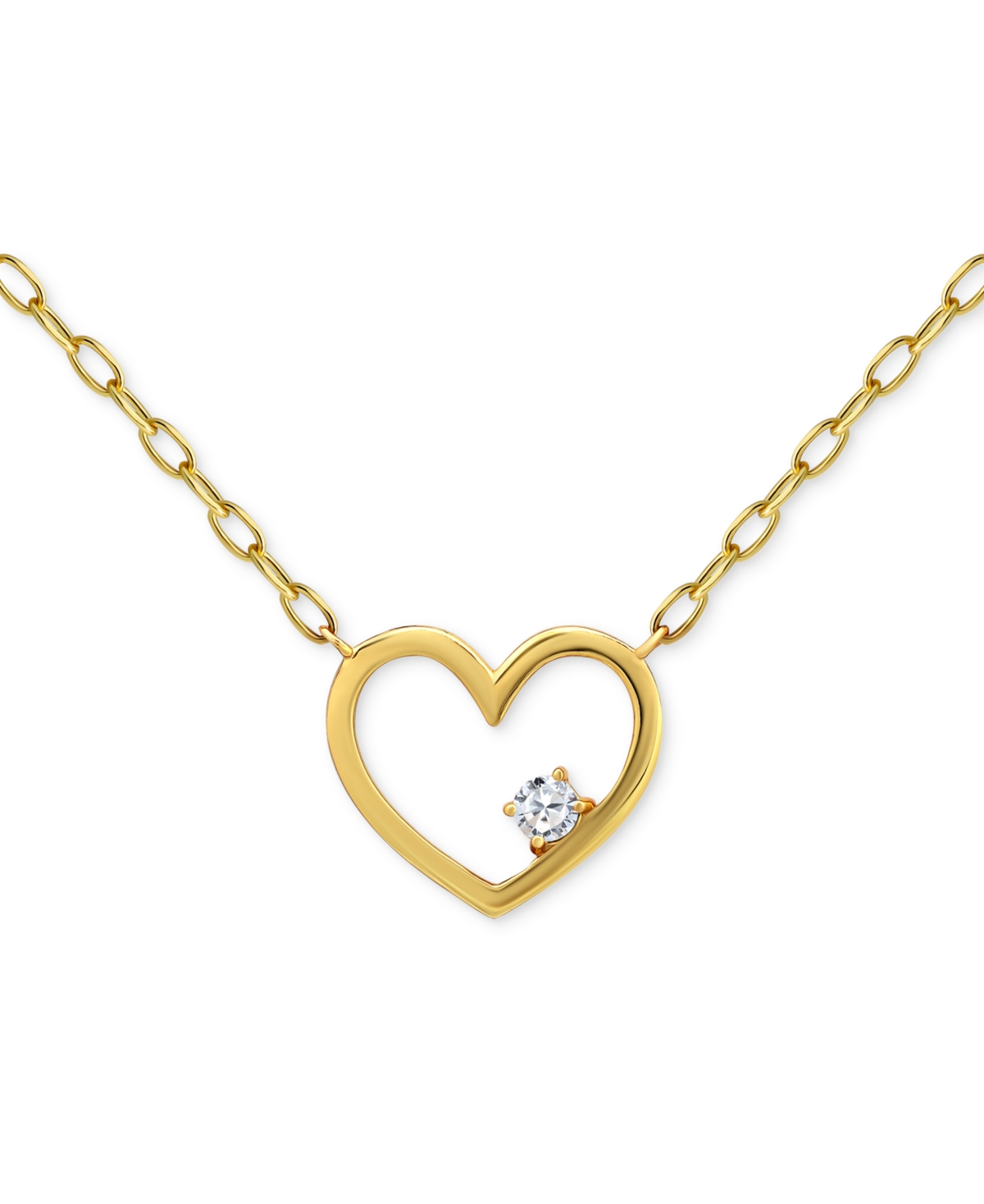 Giani Bernini Cubic Zirconia Accent Open Heart Pendant Necklace In Gold Over Silver, 16" + 2" Extender, Created Fo In Multi