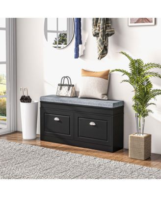 Shoe Rack Bench for Entryway with Cushion, 2 Drawers, Holds 8 Pairs