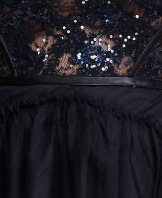 City Studios Plus Size Sequin Tiered Mesh Gown, Created for Macy's