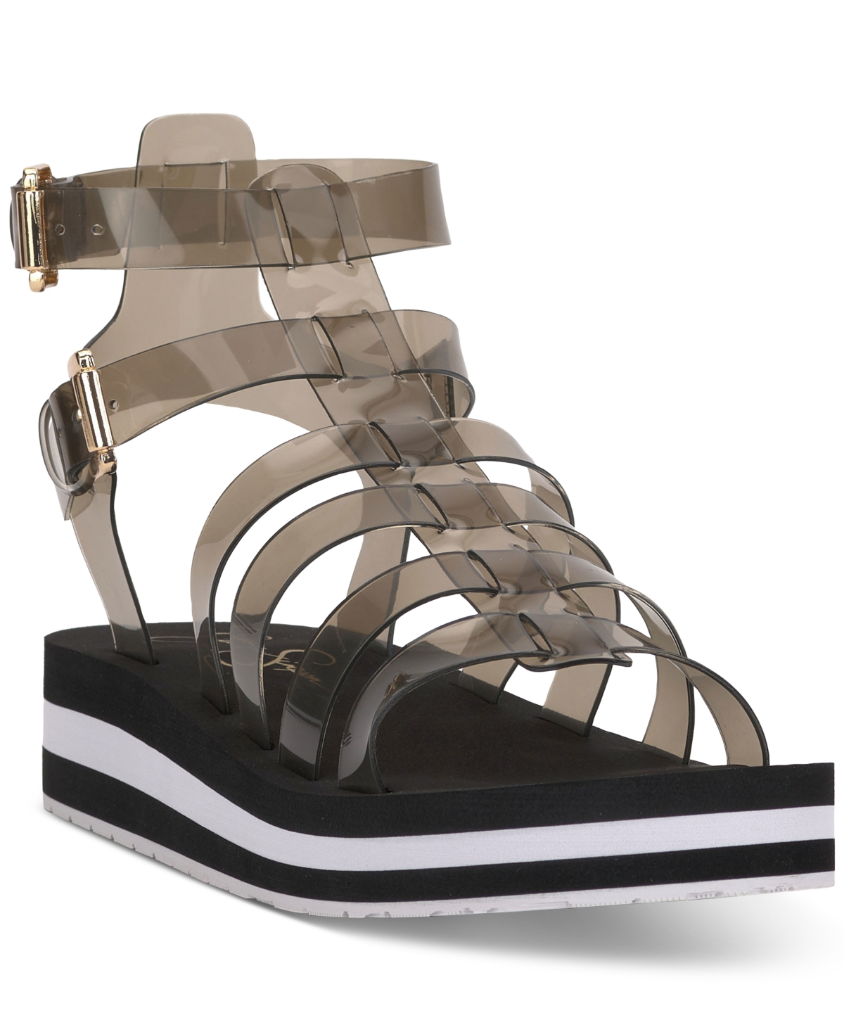 Jessica Simpson Women's Bimala Strappy Vinyl Platform Gladiator Sandals -Black Multi