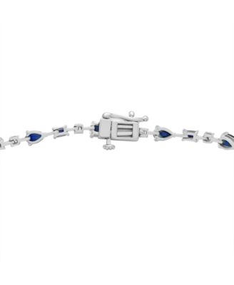 Blue Sapphire (3-3/8 ct. t.w.) & White Sapphire (5/8 ct. t.w.) Mixed Cut Tennis Bracelet in Sterling Silver