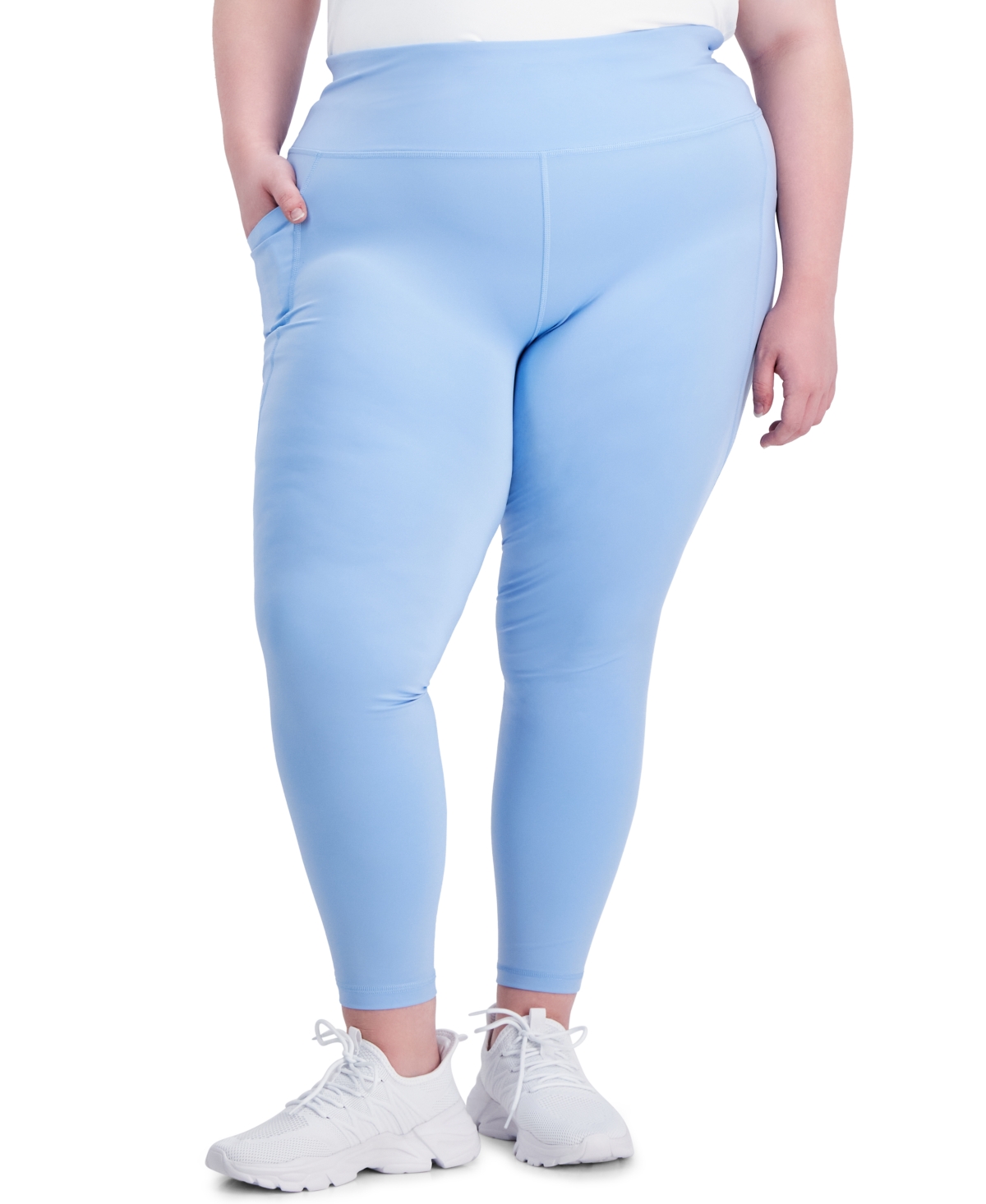 Id Ideology Plus Size Compression 7/8 Leggings, Created For Macy's In Skysail Blue