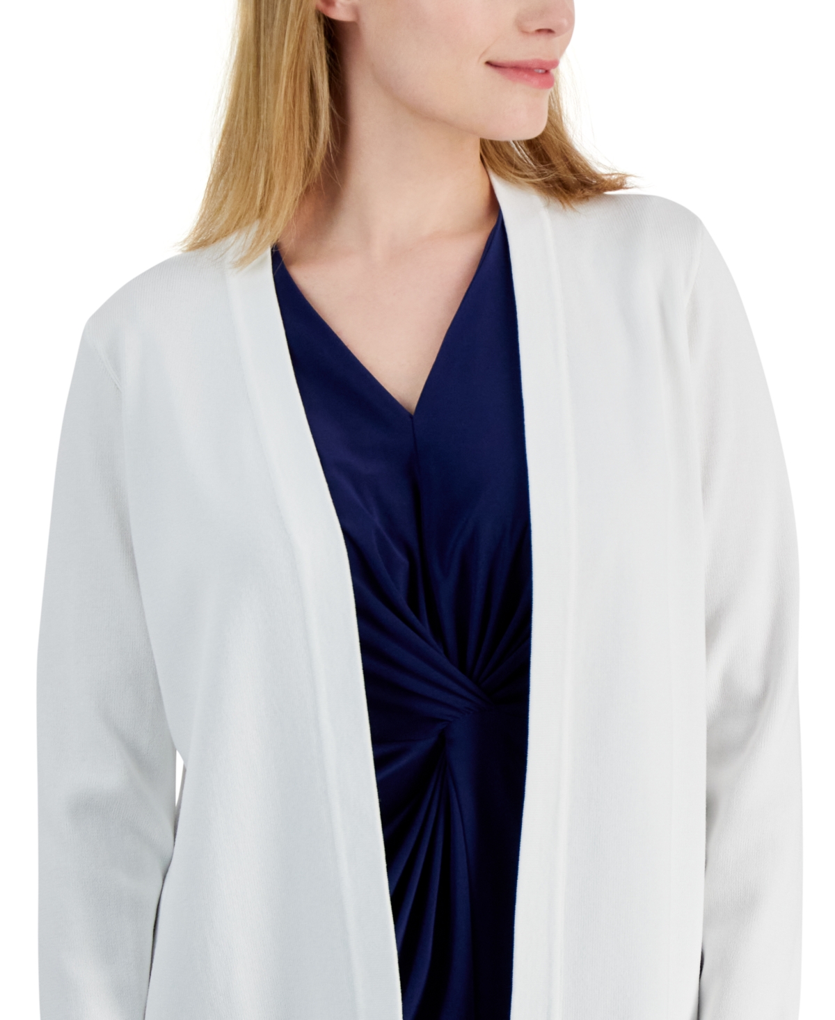 Ak Anne Klein Petite Newport Open-Front Cardigan