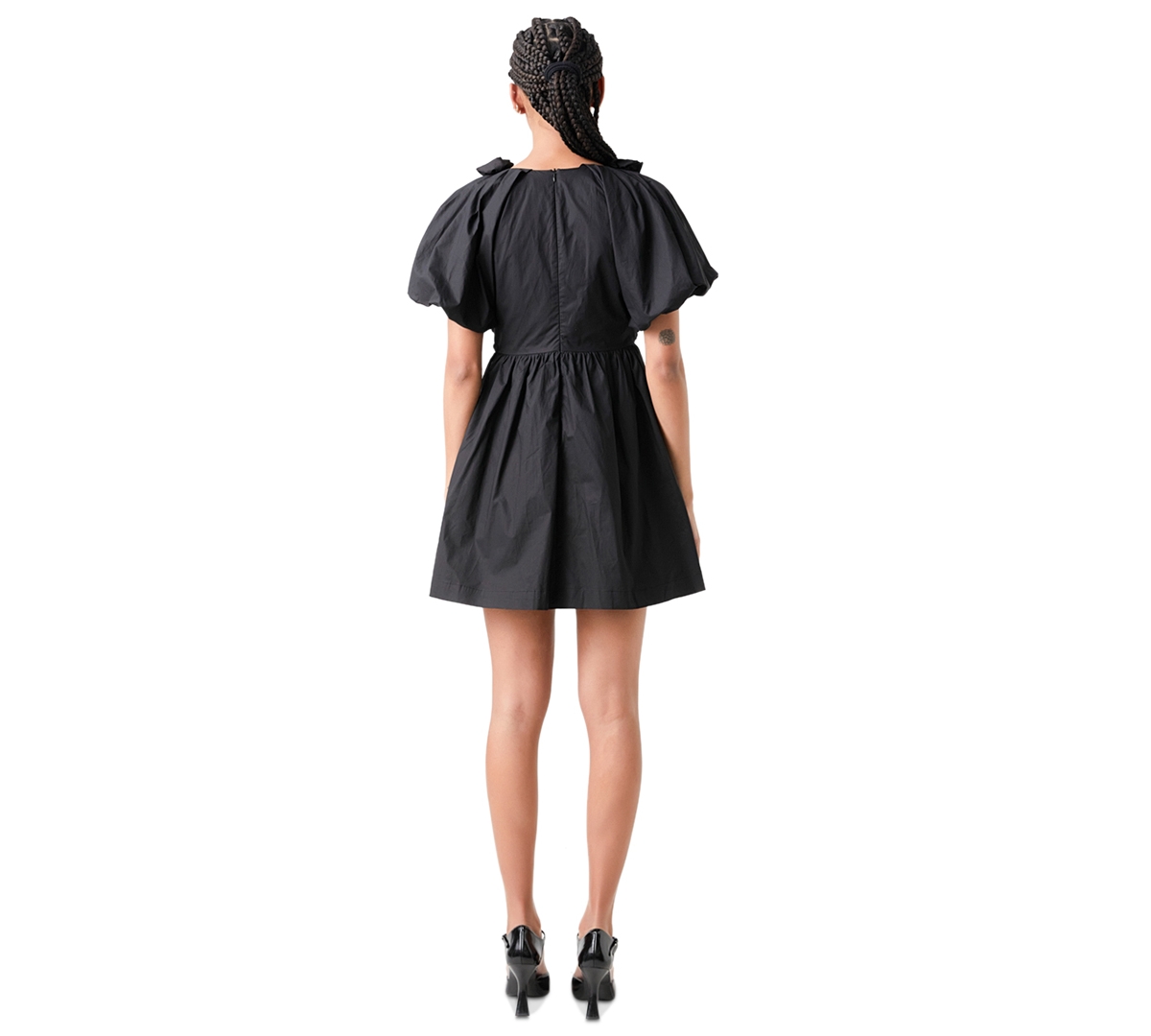 English Factory Women's Rosette Puff-Sleeve Mini Dress