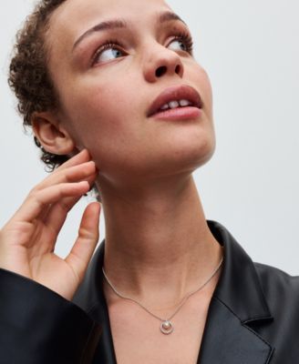 Sterling Silver Sparkling Treated Freshwater Cultured Pearl Pave Collier Necklace