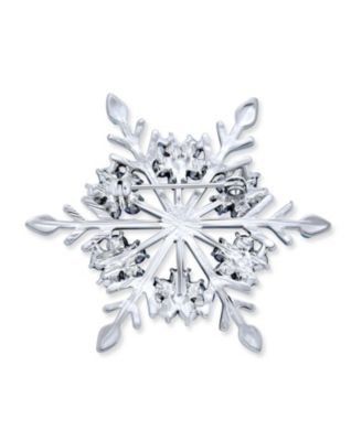 Large Multi Color Ice Blue Frozen Winter Flower Snowflake Brooch Pin Crystal Holiday Party Frozen Winter Rhodium Plated Alloy