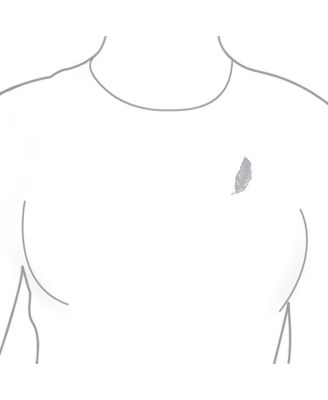 Classic Elegant Style Large Micro Pave CZ Fan Feather Leaf Brooch Pin Pendant 2 in 1 Rhodium Brass