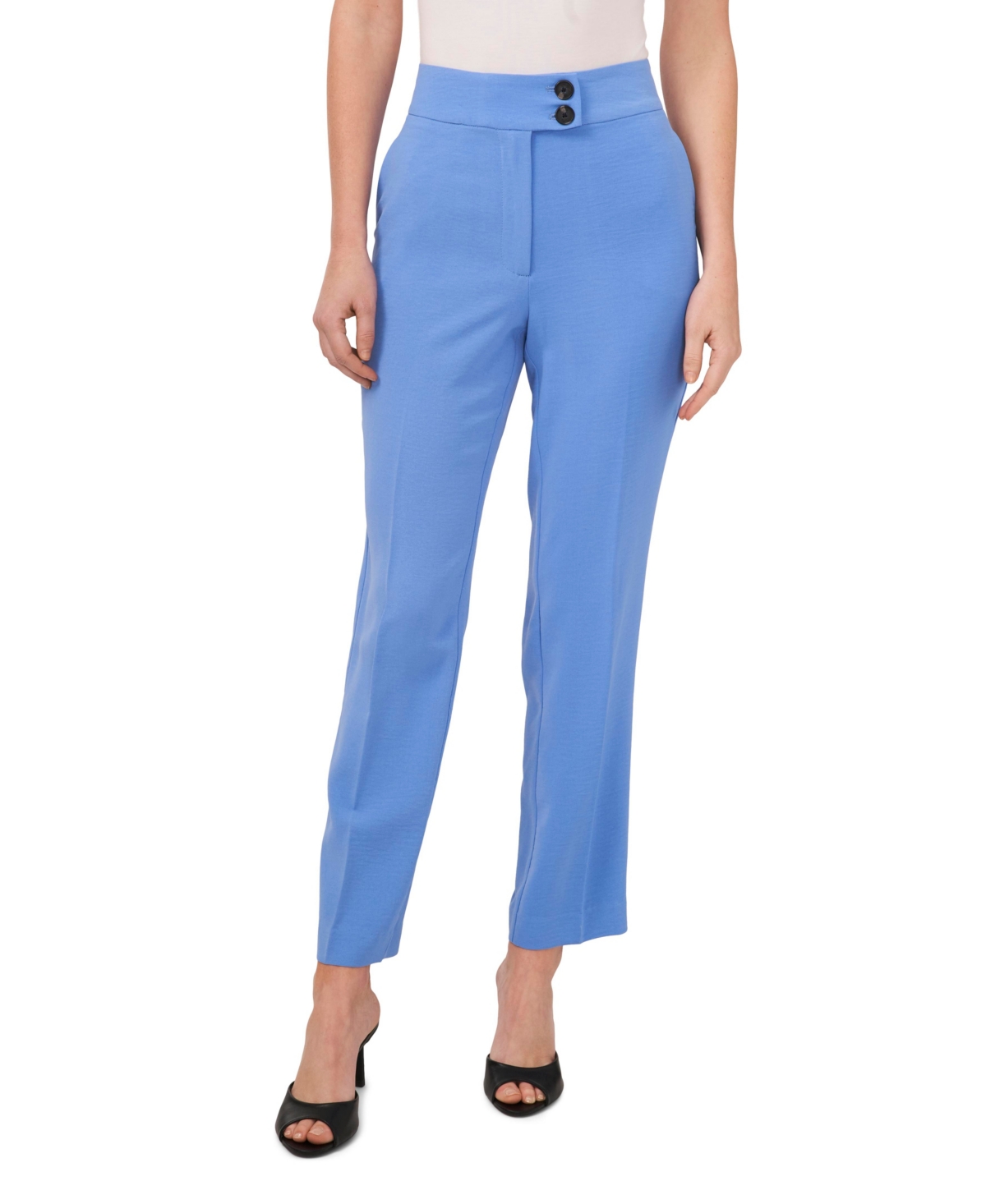 Shop Cece Women's Wear To Work Cropped Pants With Wide Waistband In Blue Jay