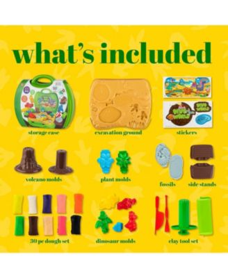 Play Dough Dinosaur Theme Modeling Clay - Set Incl 30 Packs of Clay Dough, Dinosaur, Volcano, Fossil Molds, Tools and Storage Case - Safe & Non Toxic for Boys and Girls Age 3-12 Years Old