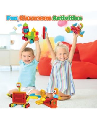  STEM Building Toys, 144 pcs Bristle Shape 3D Tiles Construction Educational Block, Creativity Beyond Imagination for Kids Ages 3-8