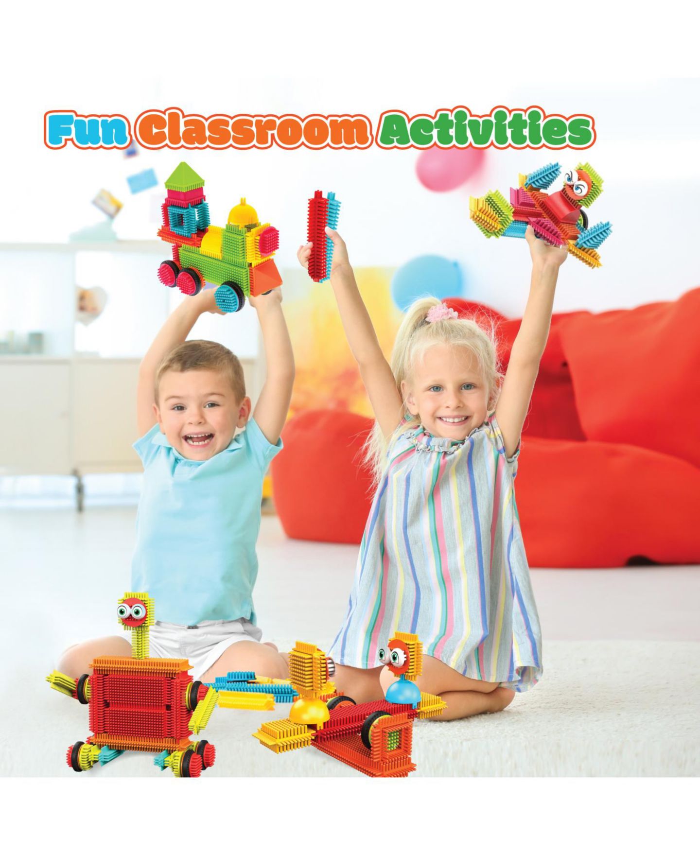 Детский конструктор Contixo ST5 Bristle-Shape 3D 144-Piece Building Set, Ages 3-8 — фото 2