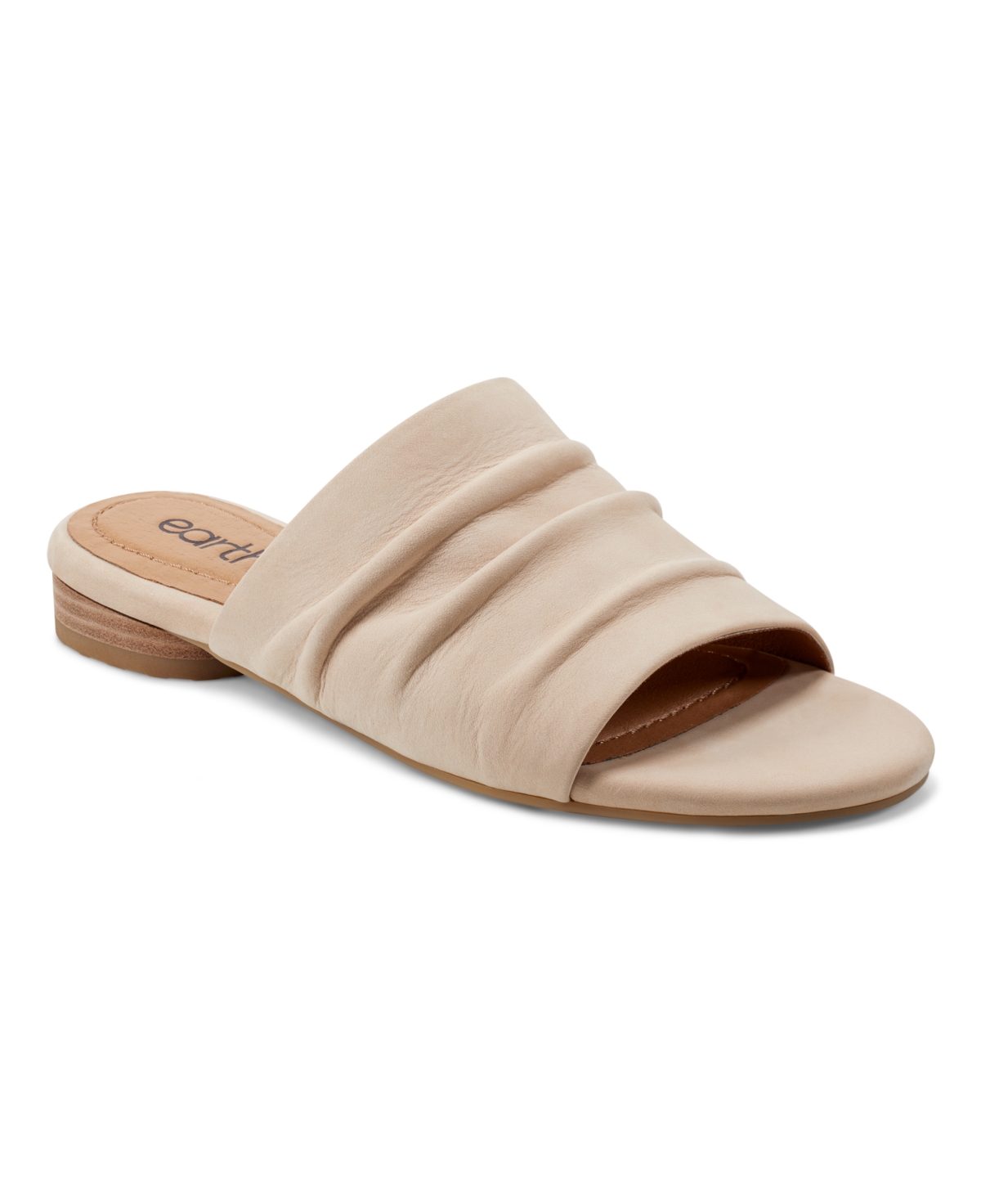 Shop Earth Women's Talma Round Toe Slip-on Flat Casual Sandals In Cream Nubuck