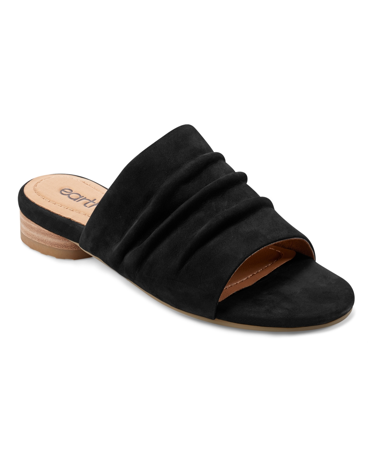 Shop Earth Women's Talma Round Toe Slip-on Flat Casual Sandals In Black Nubuck