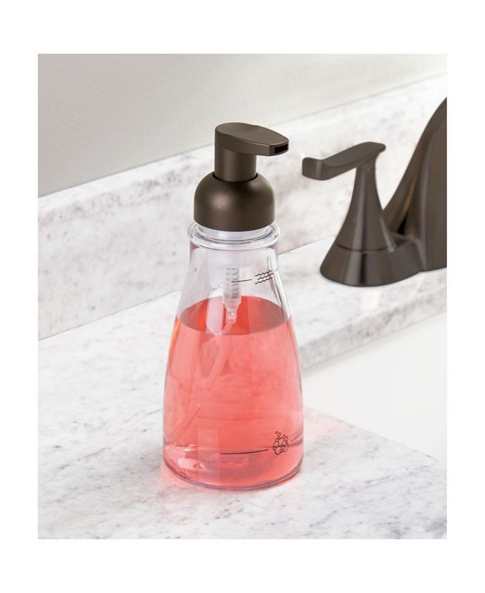 mDesign Round Refillable Foaming Hand Soap Dispenser Pump, 2 Pack Clear/Bronze Macy's