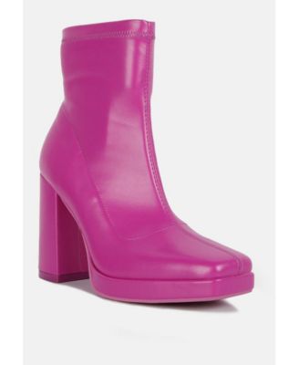 Womens Tintin Square Toe Ankle Heeled Boots