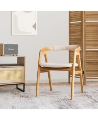 Leisure Bamboo Dining Chair with Curved Back and Anti-slip Foot Pads