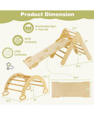 2-in-1 Wooden Kids Climber Toys with Triangle Arch Ramp