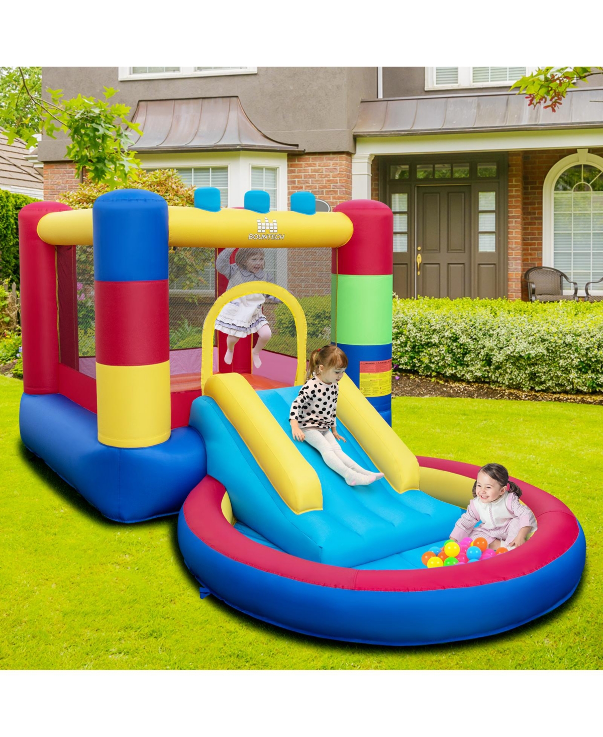 4-in-1 Jigsaw Theme Inflatable Bounce House with 480W Blower - Open Miscellaneous