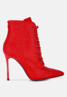 Womens Head On Faux Suede Diamante Ankle Boots