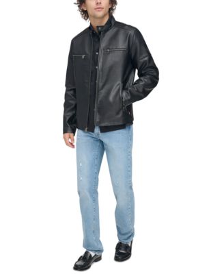Men's Faux Leather Racer Jacket